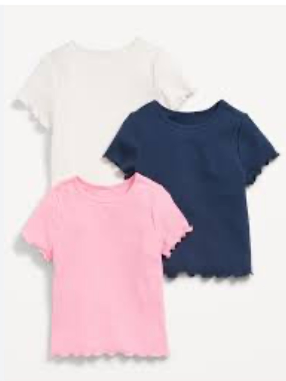 Baby Girls Infant Toddler T-Shirt Pack Tee 3T Old Navy Ribbed Blue Pink White